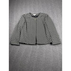 Charter Club Women's Large Black and White Patterned Jacket‎ Size Large
